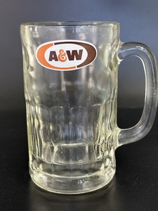 Vintage A&W Root Beer Soda Pop Mug, Dimple Sides, Heavy Glass, 6" High 2# 3 Oz