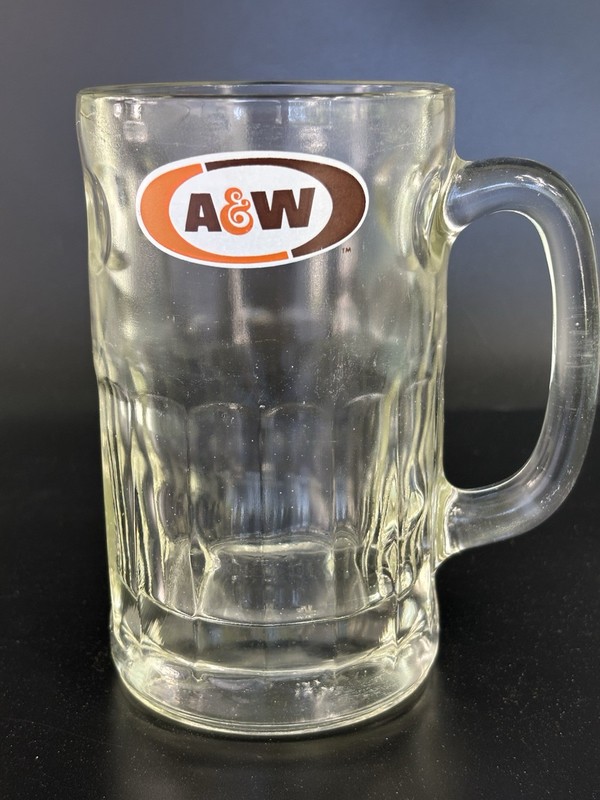 Vintage A&W Root Beer Soda Pop Mug, Dimple Sides, Heavy Glass, 6" High 2# 3 Oz