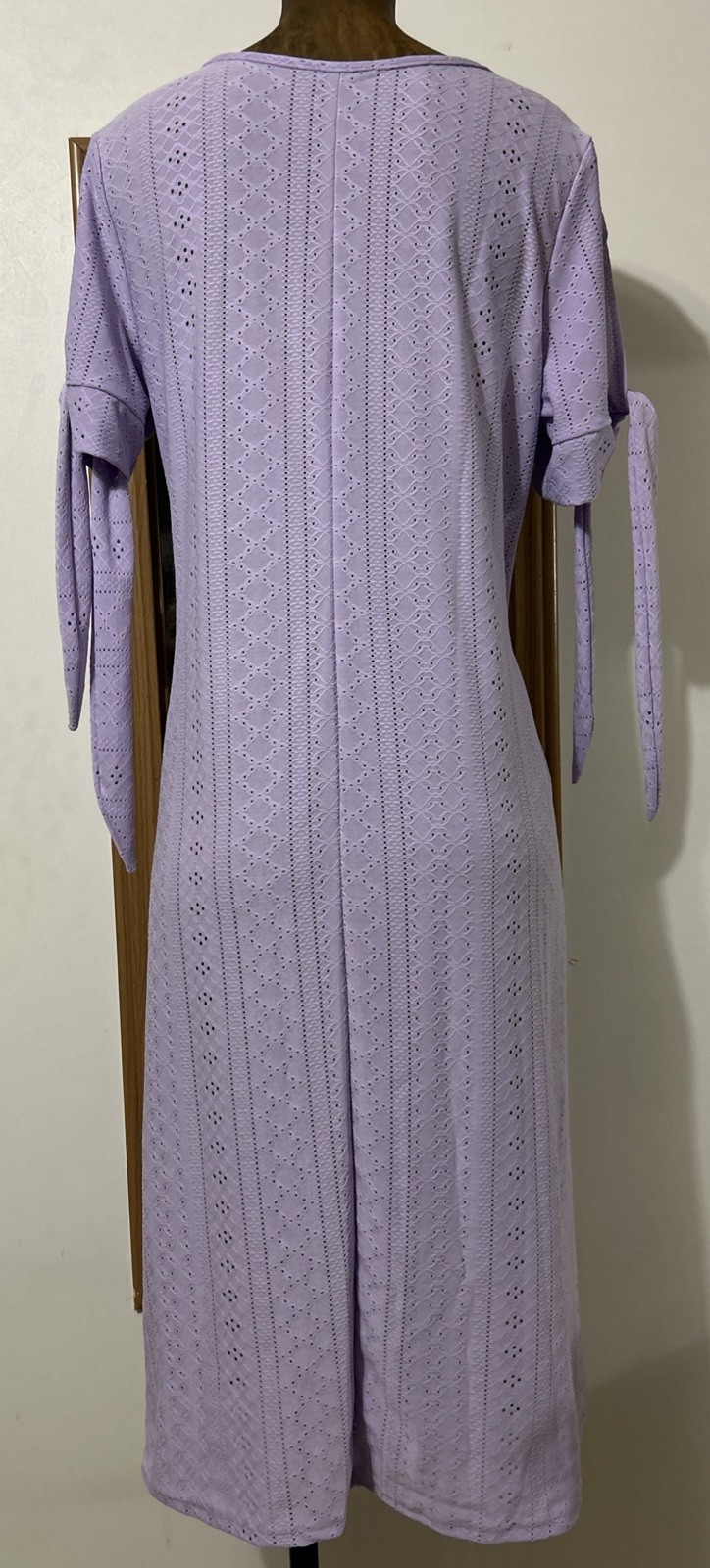 Eyelet Casual Midi Dress Large Pink Purple Green Cover-up Boho Long Vacation