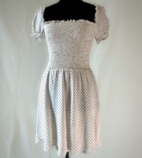 Reformation Bambina  smocked mini dress polka dot square neck puff sleeve S
