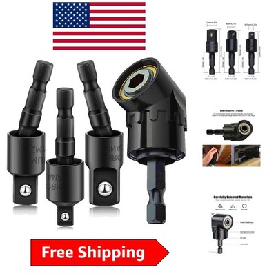 105° Right Angle Drill Adapter Set   4-in-1 Socket Extension with 360° Rotation