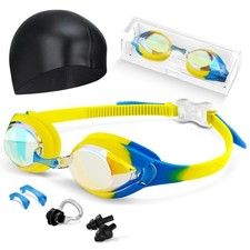 Kids Swim Goggles Anti-fog and UV Protection with Swimming Cap for Age 3-15 Y...