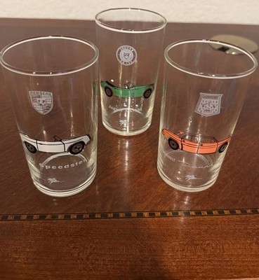 Vintage Mobil Gas Pegasus Classic Sports Car Highball Glasses Lot of 3 Jag MG