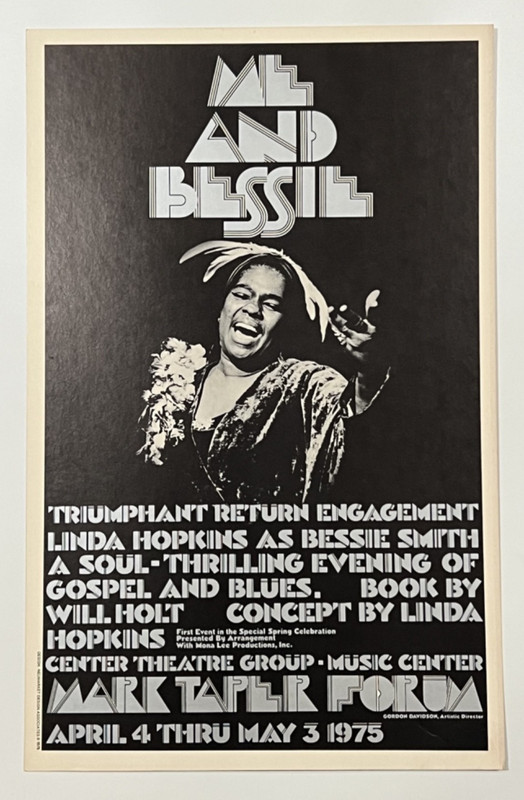 1975 Me and Bessie Mark Taper Forum Window Card Linda Hopkins Poster Vintage 70s