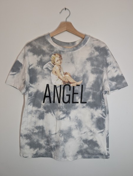 Cold Crush Tee Angel Tie Dye Blue White Cherub Y2K Top Size Large Vintage Tshirt