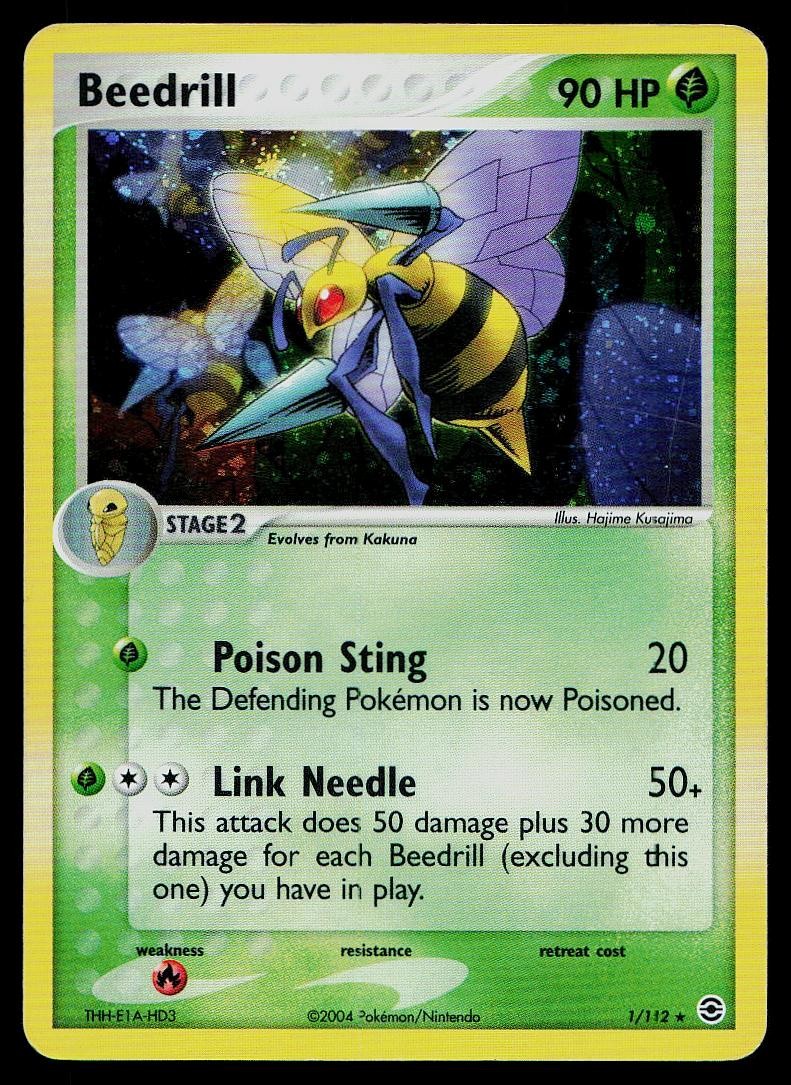 Pokemon Card FireRed & LeafGreen Beedrill 1/112 Holo Rare