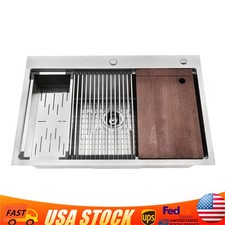 New 33"x22" Single Bowl Undermount Workstation Kitchen Stainless Steel Sink SALE
