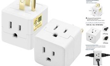Outlet Splitter 3 Prong,3 Outlet Wall Adapter,Cube Tap 3 Prong 2 Pack white