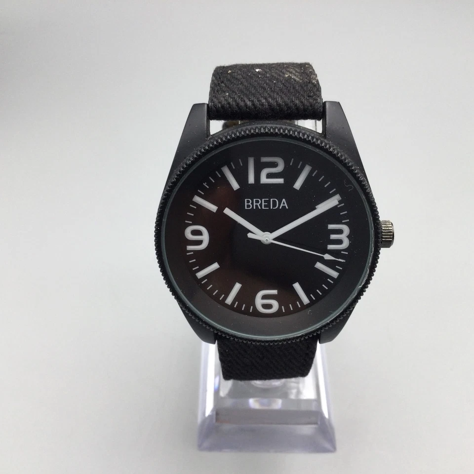 Breda 8161 Watch Mens Black Large Stainless Steel Back Band New Battery - Image 2 of 4