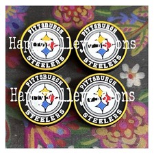 4 Piece Pittsburgh Football Team Silicone Focal Beads DIY Jewelry Pens NEW