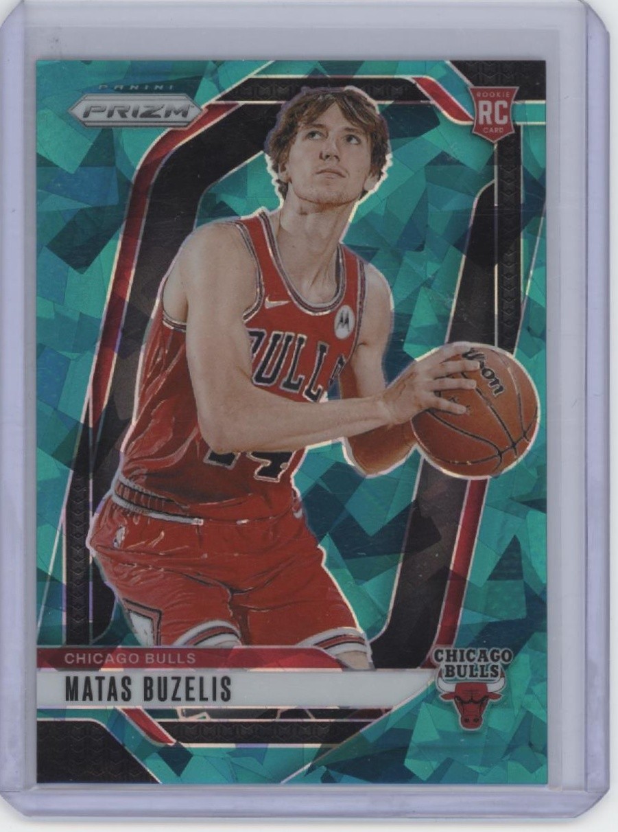 2024-25 Panini Prizm #252 Matas Buzelis Prizms Teal Ice #/225
