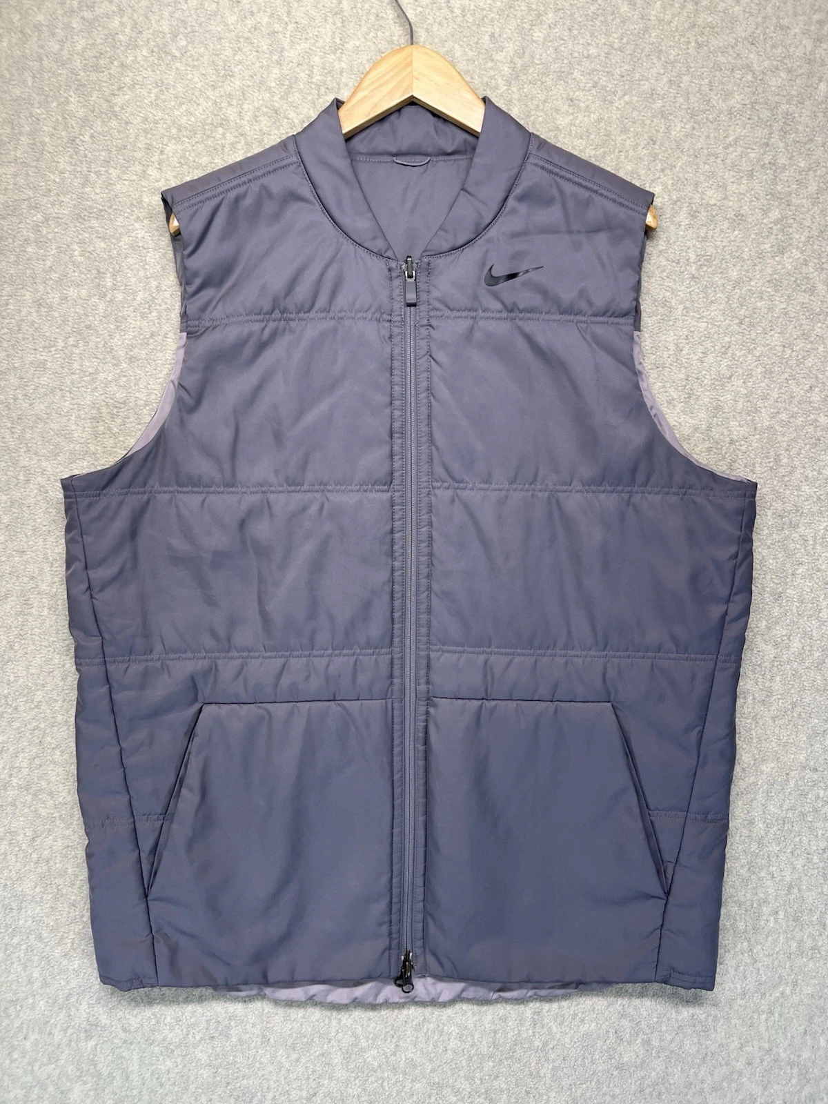 Nike Reversible Therma Fit Insulated Vest Gray Black Full Zip XL