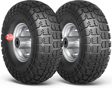 4.10/3.50-4 Tire Wheels Flat Free, 10" Heavy Duty 10 inch, 2 PCS Solid 