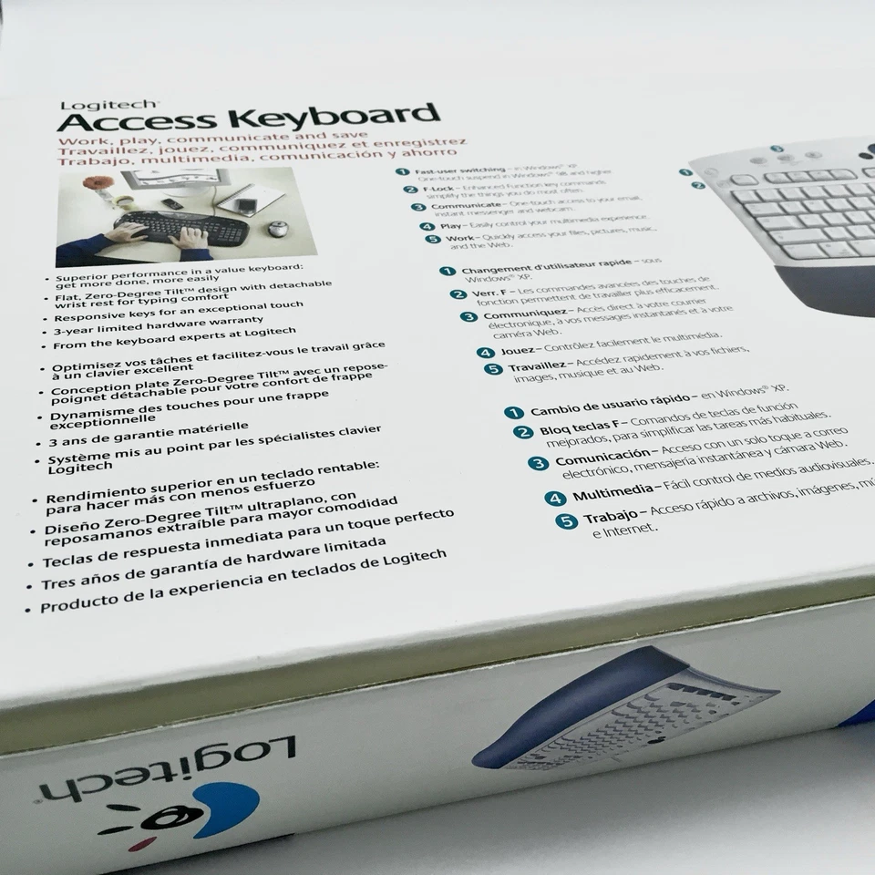 NEW Vintage Logitech Access Keyboard Wired PS/2 Model 967228-0403 White - Image 4 of 4