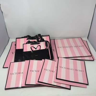 Victorias Secret Pink Stripe Shopping Bags and Gift Boxes Lot Mixed Sizes