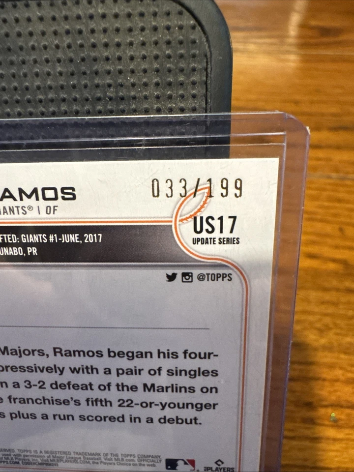 2022 Topps Update Red Foil /199 Heliot Ramos #US17  Rookie RC - Image 3 of 3