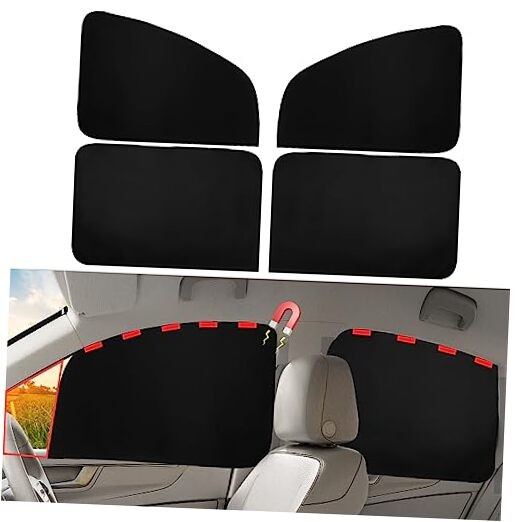  Car Window Shades Magnetic - Side Window Sun Front&Back 4pcs Black-Suedette