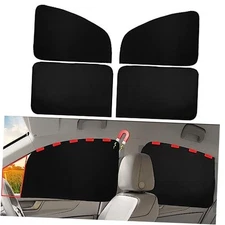  Car Window Shades Magnetic - Side Window Sun Front&Back 4pcs Black-Suedette