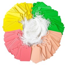 Uniclife 200 Pcs Price Tags with String Attached 1 3/8" 200 PCS, Multicolored 