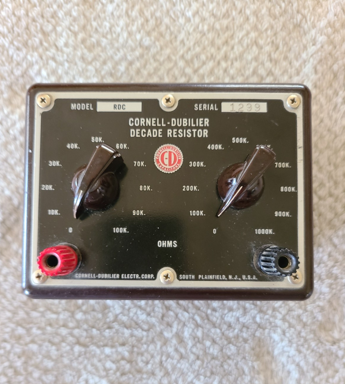 Cornell-Dubilier Electronics RDC Decade Resistor Unit, 10K-1 Mega OHM, Tested
