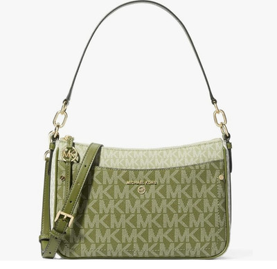 NEW MICHAEL KORS JET SET CHARM Med Top Zip MK Signature Crossbody Smokey Olive