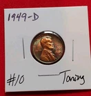 ☆1949-D Crazy Toning!!! BU Lincoln Wheat Cent☆