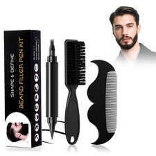 Beard Pen with Beard Brush Comb Beard Pencil Filler for Men Black Color
