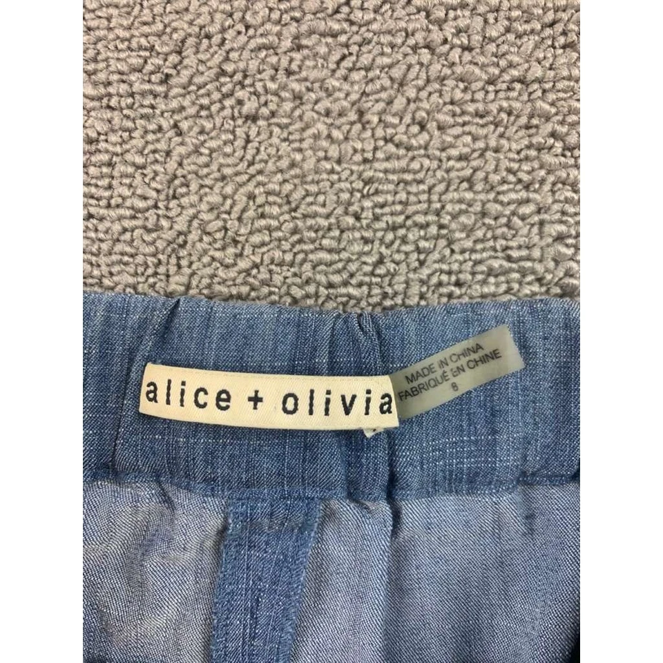 Шорты женские Alice + Olivia 8 синие льняная смесь цветной блок двухцветные с высоким подъемом - Изображение 3 из 4