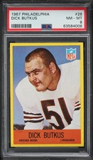 1967 Philadelphia FB Card # 28 Dick Butkus Chicago Bears HOF PSA 8 NM-MT