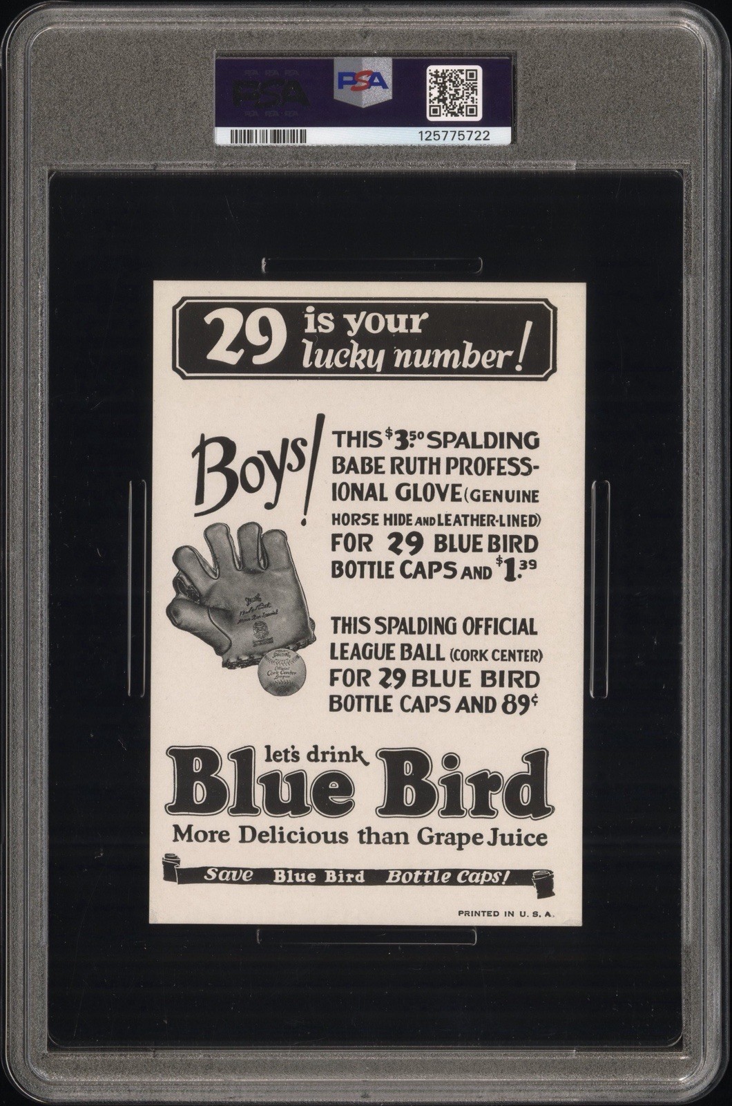 1933 BABE RUTH BLUE BIRD FRONT VIEW PSA 5 EXCELLENT *LOW POP- HUGE UPSIDE* view 2