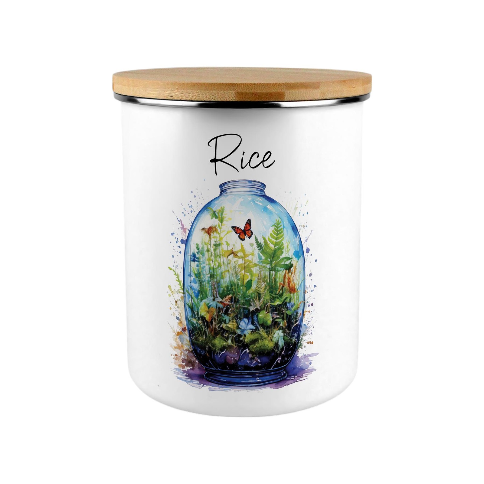 Thriving Terrarium Design Rice Canister - XL Home Food Storage Gift