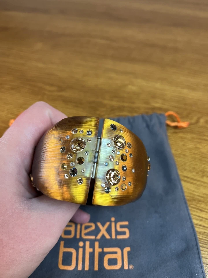 ALEXIS BITTAR бронзовый Lucite Sharkbite кристалл встроенный на петлях широкий браслет - Изображение 4 из 4