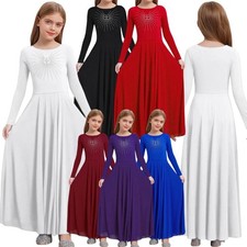 Kids Girls Maxi Spiritual Robe Choir Tunics Glittery Dress Celebration Show