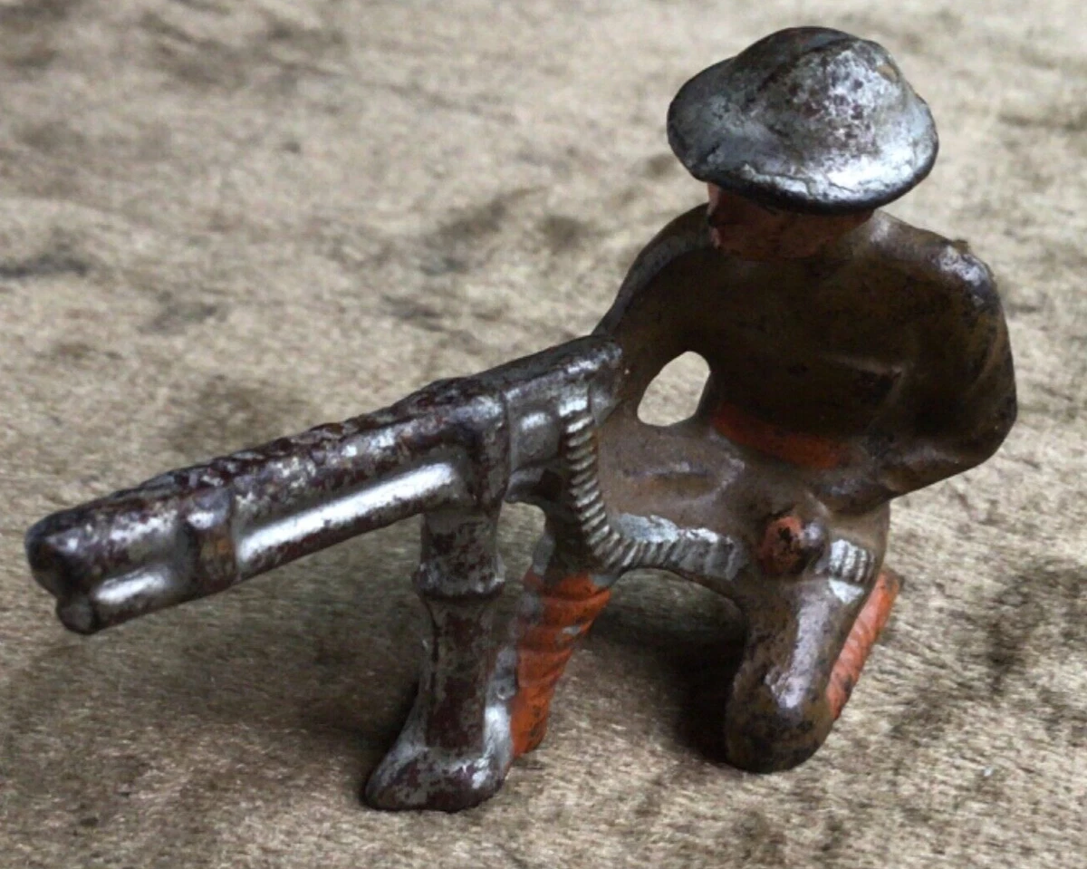 Barclay Manoil Cast Iron Belt Fed Machine Gunner 1930s Vintage