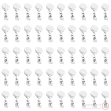 Lot 50pcs White Retractable Key Tag/ID Card Badge Reel Holder,Belt Roller Clip