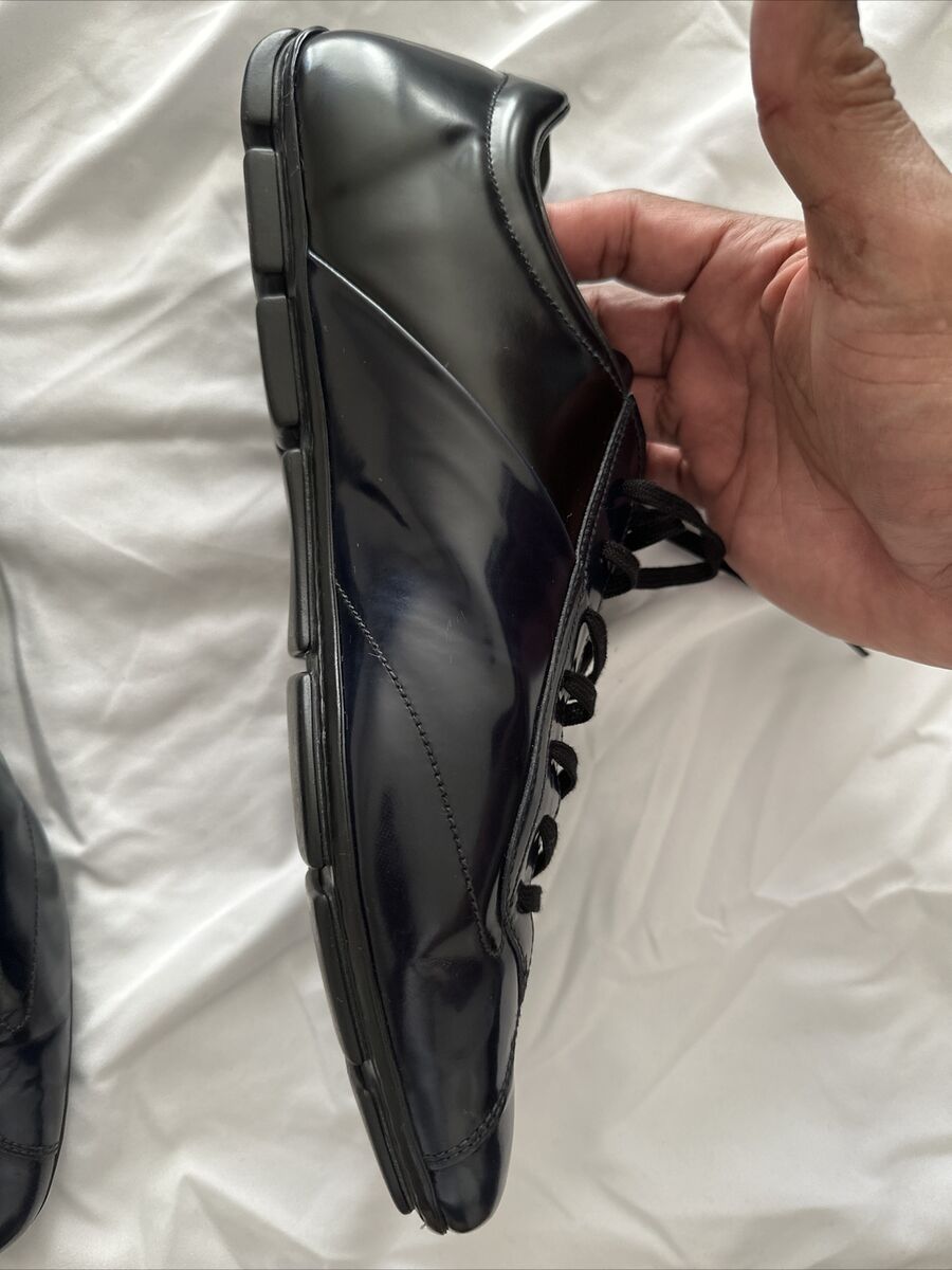 Prada Calzature Uomo Spazzolato Fume Bleu/ Nero Men's Shoes Prada Calzature Uomo Spazzolato Fume Bleu/ Nero Men's Shoes