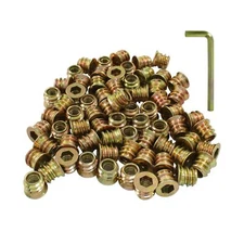 100 Pcs M6 x 10mm Threaded Inserts for Wood Nut Threaded Wood Inserts for Fur...