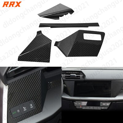 Red Dry Carbon Fiber Center Console Dashboard Cover For Audi A3 S3 RS3 8Y 20-24