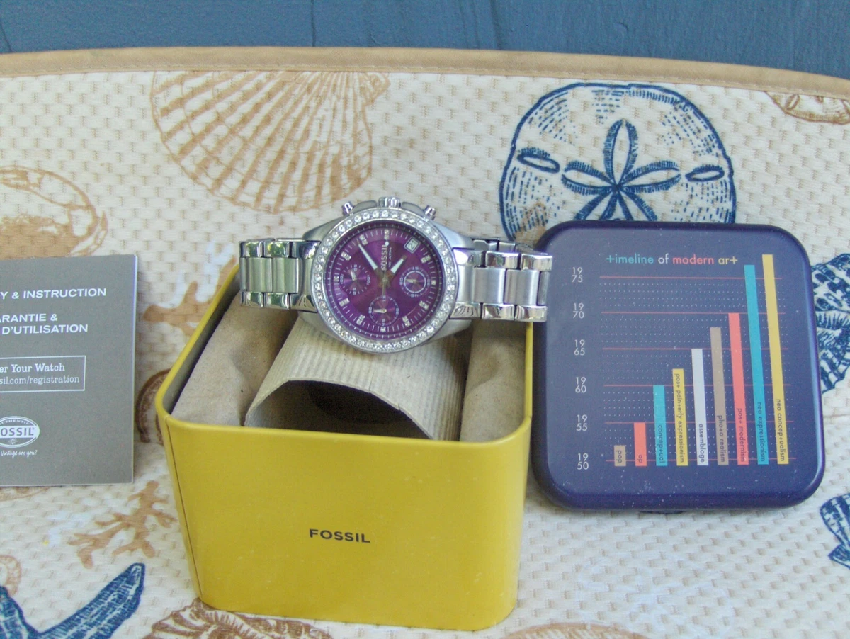 Fossil ladies watch purple face clearance