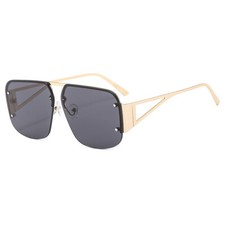 Fashion men's women's metal half rim sunglasses outdoor sunscreen ins sunglasses