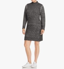 One A Womens Plus 1X Black Combo Mock Neck Long Sleeve Sweaterdress NWT Z16