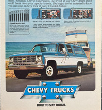 Chevy Suburban Truck Blue Towing Boat Built To Stay Tough Vintage Print Ad 1979