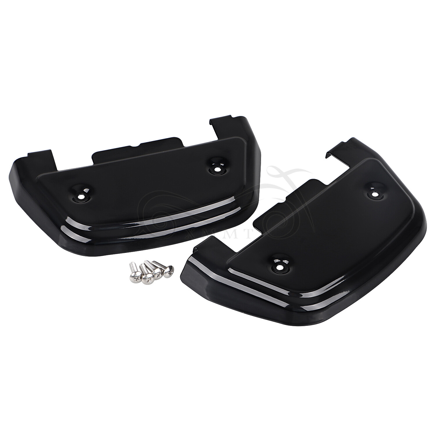 Black Passenger Metal Footboards Covers For Harley Road King Street