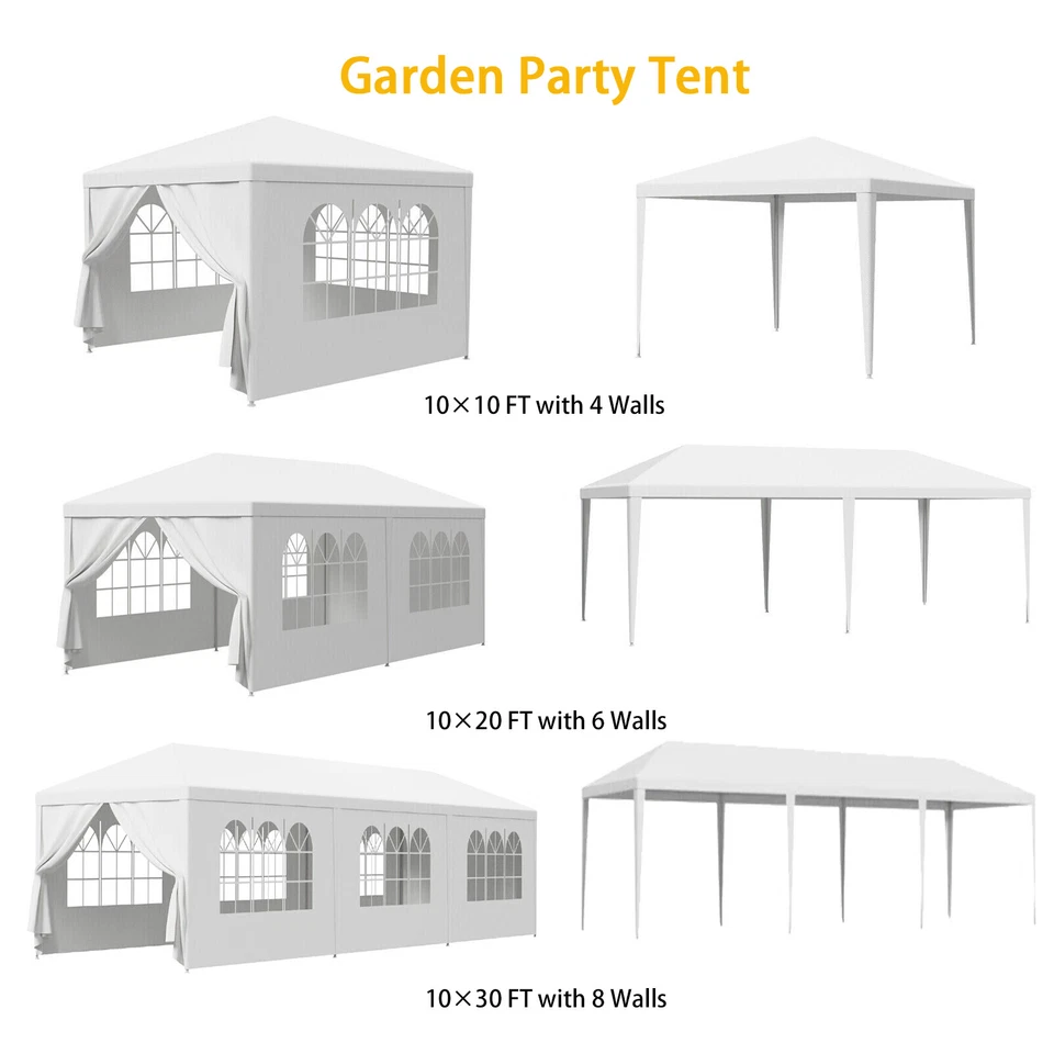 Палатка уличная свадебная 10 футов 20 футов 30 футов навес патио беседка съемные стены белая - Изображение 2 из 2