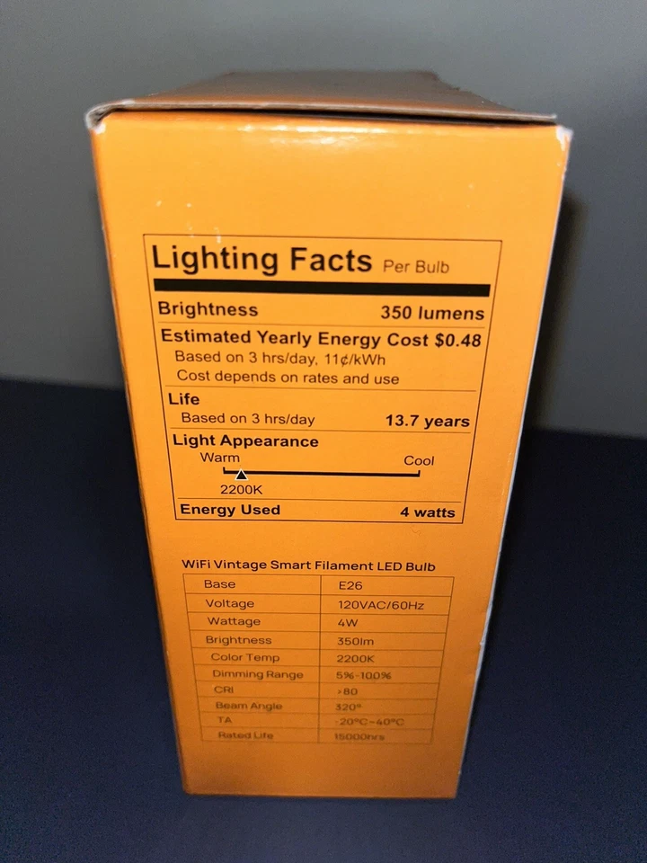 Linkind WiFi Vintage Smart Filament Led Bulb 2- pack App Remote Controlled - Image 3 of 4