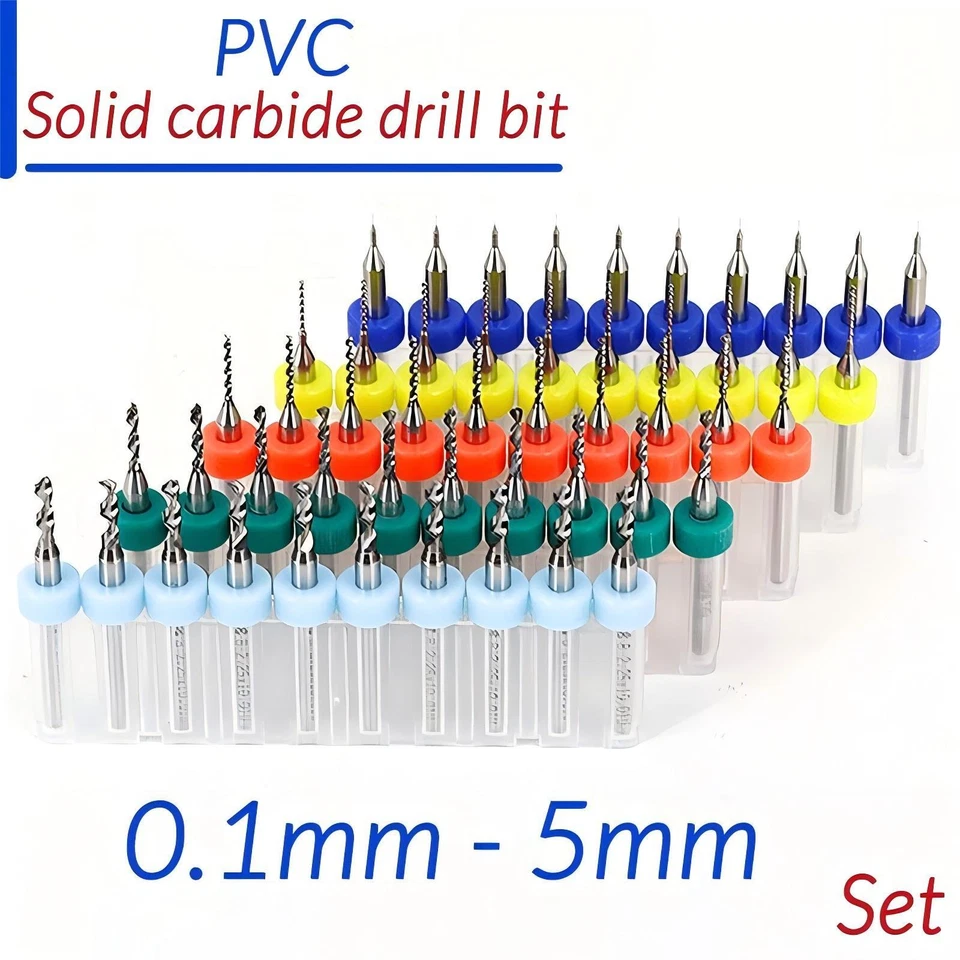 GOOBETTER 1.0 mm-5.0 mm Carbide PCB CNC Solid Carbide 10pcs Micro Drill Bits Milling