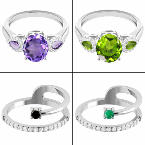 Boucles D'oreilles Argent 925 Avec Opale Noire, Spinelle Et émeraude - GemsPorium - Neuf