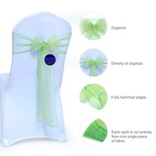 100 Apple Green Organza Chair Sashes Chair Cover Wider Bows wedding party d cor