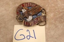 G21B VINTAGE 1982 THE GREAT AMERICAN BELT BUCKLE RIDE TO LIVE - LIVE TO RIDE