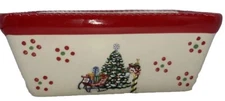 Temptations  Holiday Pattern Red Christmas Tree Mini Loaf Pan 12 oz. Ovenware